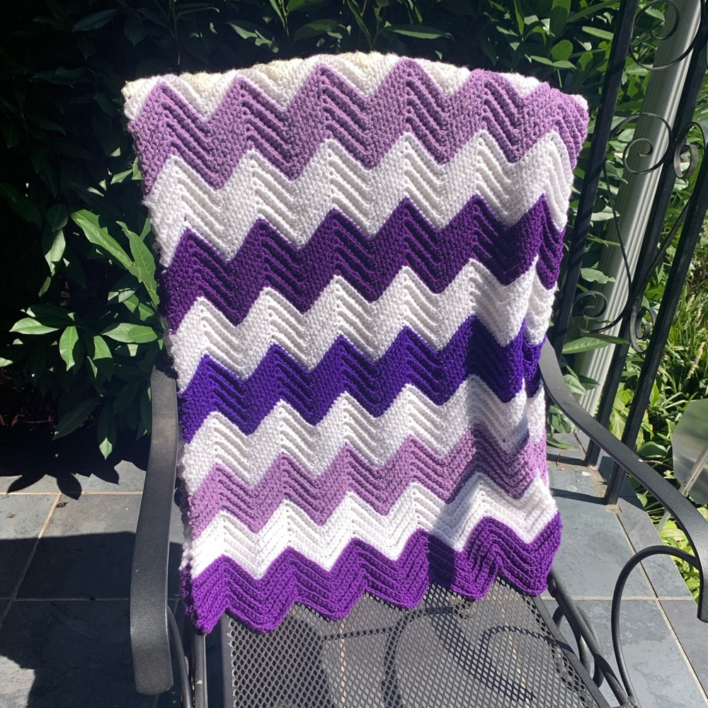 Handmade Chevron Crochet Afghan Throw Blanket